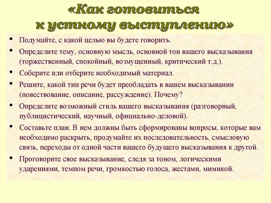 Буду готовится к русскому. Как подготовиться к устному выступлению. Устное высказывание. Памятка как подготовиться к выступлению. Памятка устное выступление.