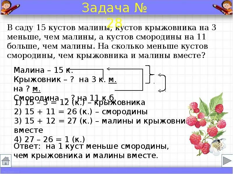 Условия задачи на сколько больше