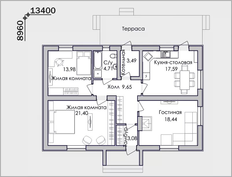 3 комнатный дом проект фото - DelaDom.ru