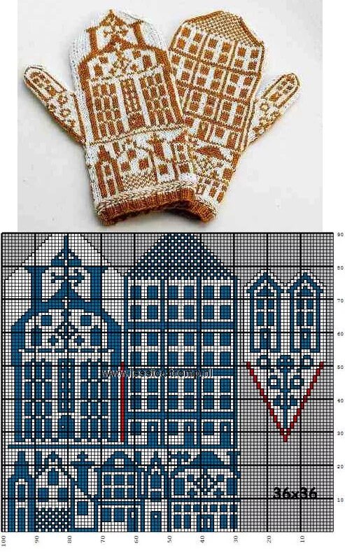 красивые вязаные варежки. объемная вышивка на варежках. город варежки. перчатки варежки спицами. вязаные варежки с орнаментом.