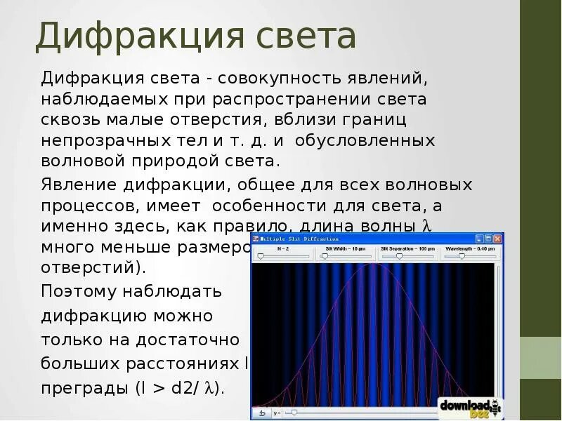 Дифракция света это совокупность. Волновая оптика. Волновая природа света.