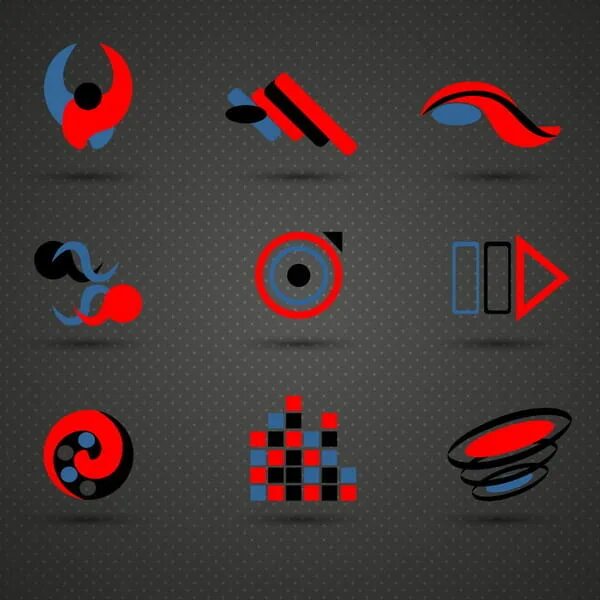 Сине красный логотип. Абстрактные символы. Графические элементы для логотипа. Значки абстракционизма. Абстрактный логотип.