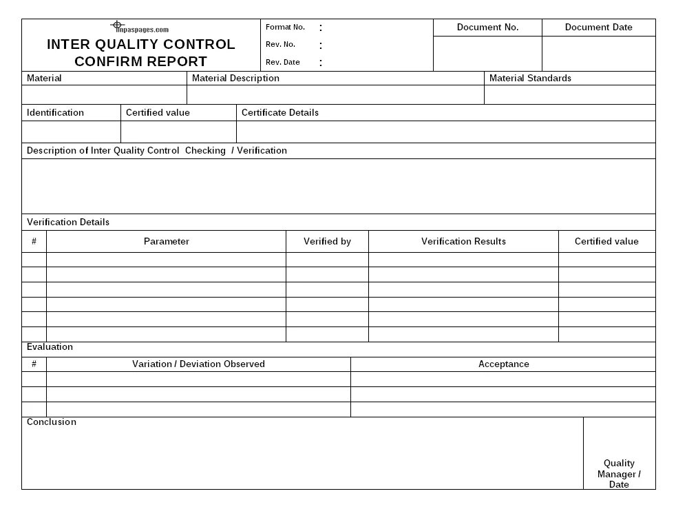 Sample format. Quality report. quality control. format report.