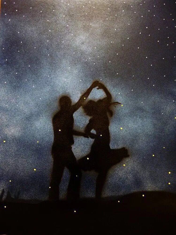 Девушка звезда фэнтези. Танцующая пара под луной. Медленный танец. Милонга кабасео. Волшебный поцелуй.