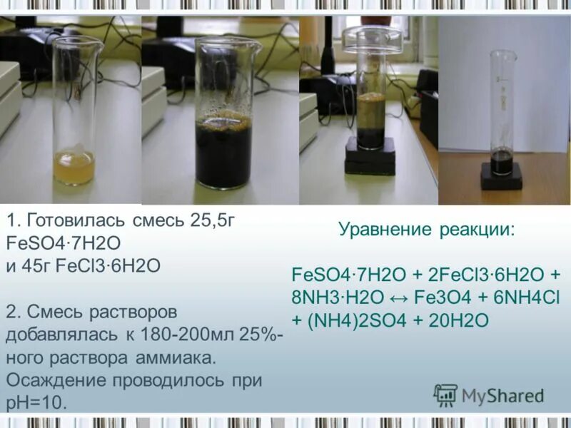 Получение магнитных жидкостей. Fecl3 h2o2. FECL+h2o. H2o2+nh4. H3bo3 h2o