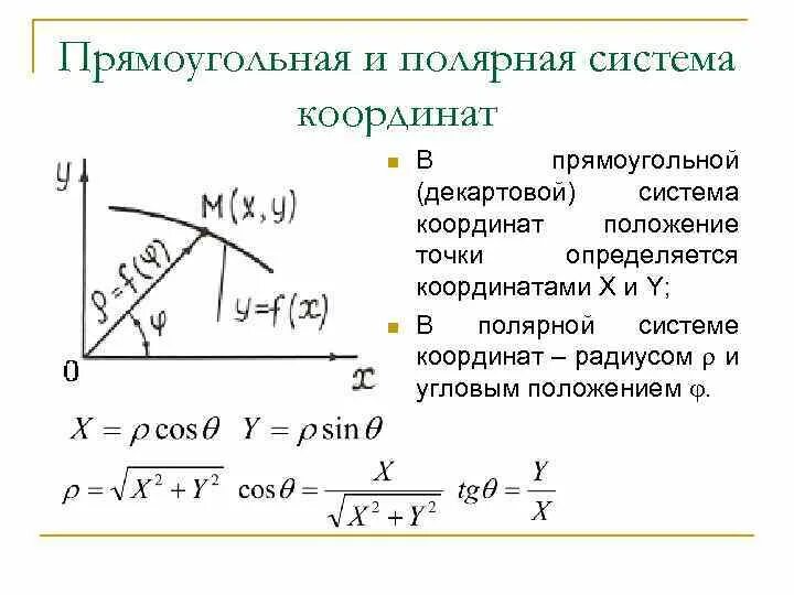 Из декартовых в полярные координаты. Из декартовых в полярные координаты