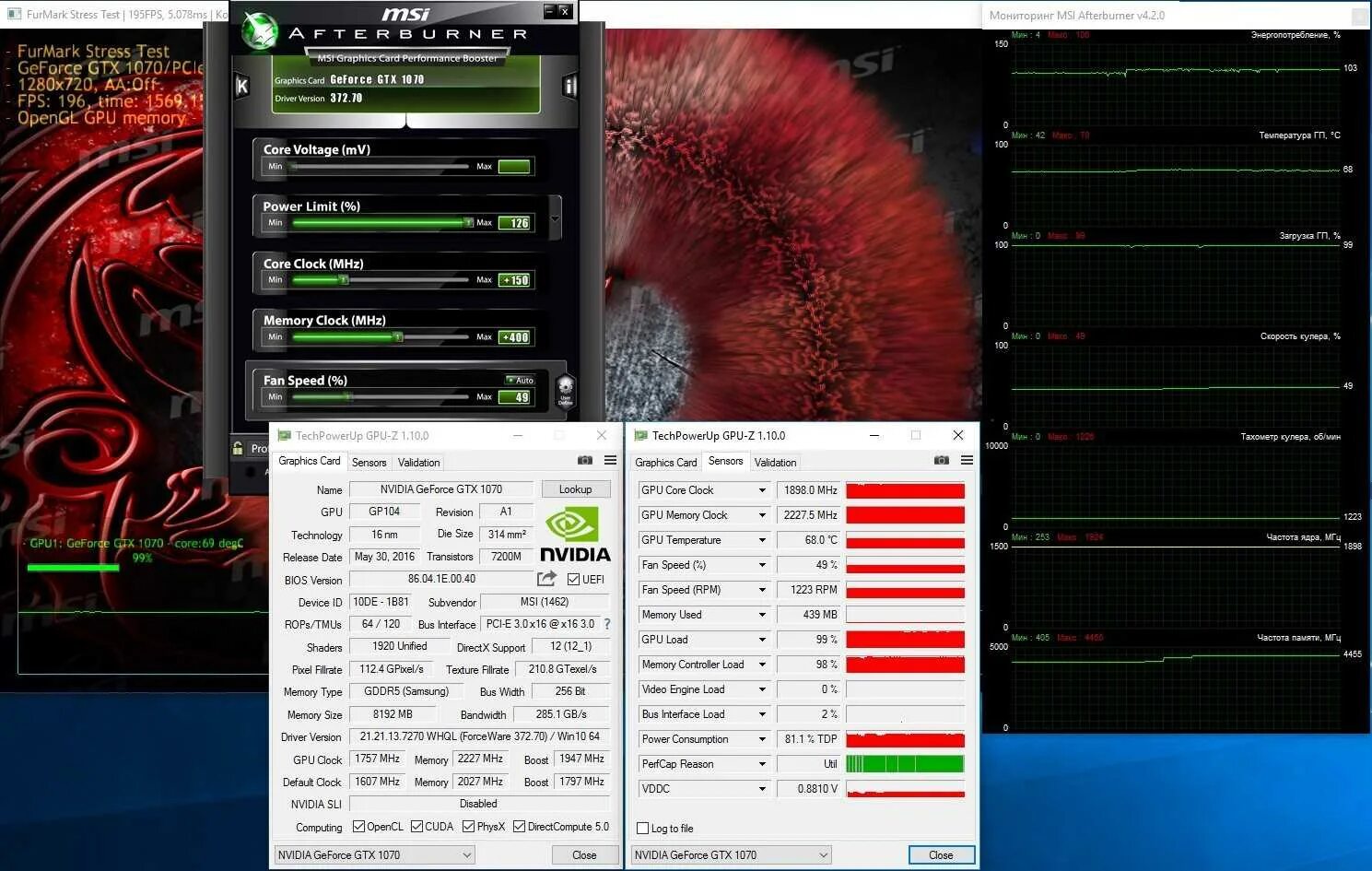 Программа без видеокарты. Gtx 1070 furmark. стресс тест видеокарты furmark. gpu-z тест видеокарты. gpu-z gtx 1070 furmark.