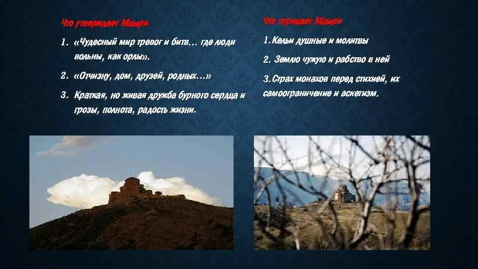 Смысл жизни мцыри и монаха. Смысл жизни мцыри и монаха