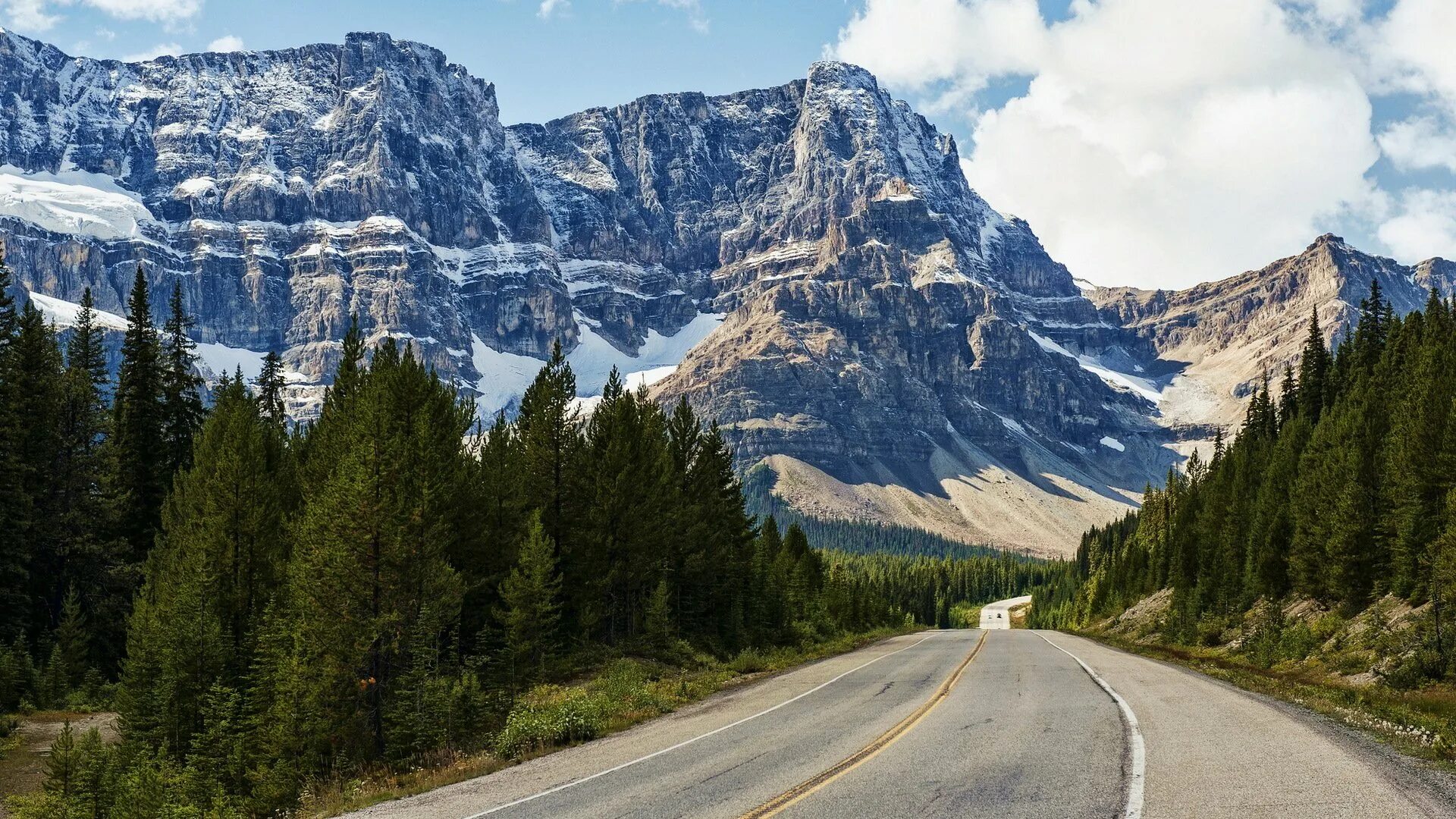 Трасса Icefields Parkway, национальный парк Банф, Канада. Дороги штата Монтана. Штат Монтана природа. Горы США Колорадо серпантин.