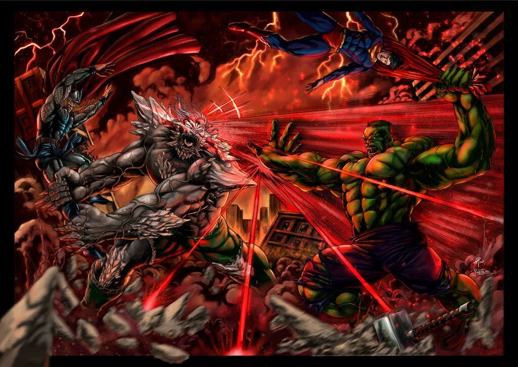 Халк vs Думсдей. Hulk vs Doomsday. Думсдей Марвел. Халк против Думсдея. Кто сильнее кто же выиграл спор