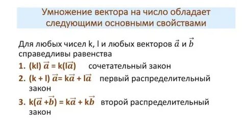 Свойства умножения векторов