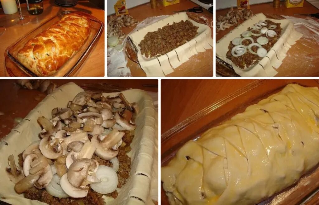 Пирог с грибами в духовке из дрожжевого теста. Пирог из слоеного дрожжевого теста с фаршем. Дрожжевые пироги с грибами. Пирог с фаршем и грибами в духовке.