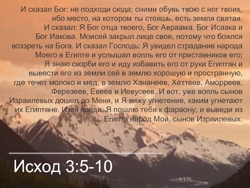 Стихотворение исход. Исход 3. сними обувь твою ибо место на котором ты стоишь есть земля святая. терновый куст горит и не сгорает.