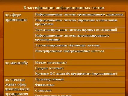 Информационные системы по сфере применения