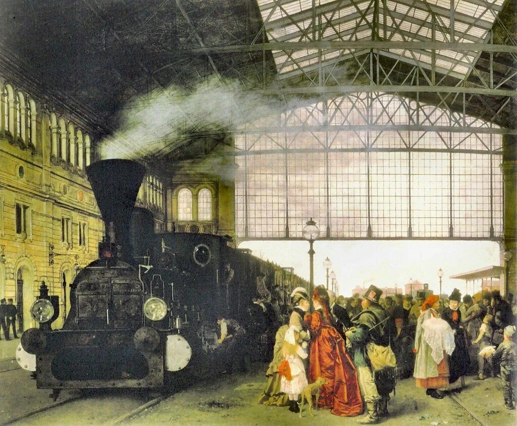 1750 год железная дорога. 17.Вокзал. Вена. 1897 (О. Вагнер). На вокзале картина 19 век. Венский вокзал в сорок пятом.