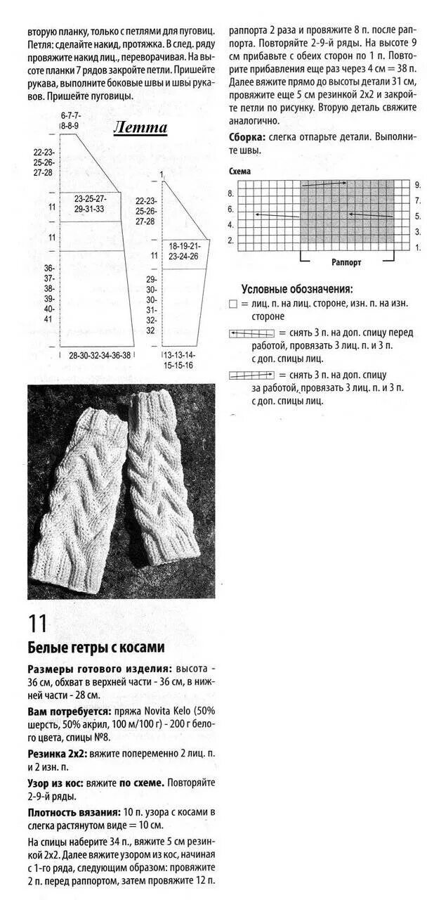 Схемы вязания гетр спицами: описание как делать своими руками