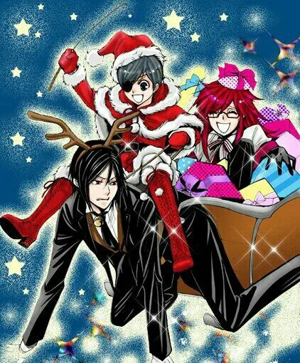 новый темный дворецкий. сиэль и себастьян новый год. сиэль фантомхайв. тёмный дворецкий. сиэль фантомхайв и себастьян михаэлис рождество.