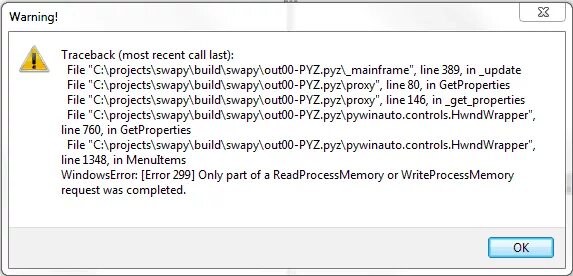 Traceback most recent call last requests. READPROCESSMEMORY. Только часть запроса READPROCESSMEMORY или WRITEPROCESSMEMORY было выполнено. WRITEPROCESSMEMORY winapi. READPROCESSMEMORY или WRITEPROCESSMEMORY был выполнен только частично при включении.