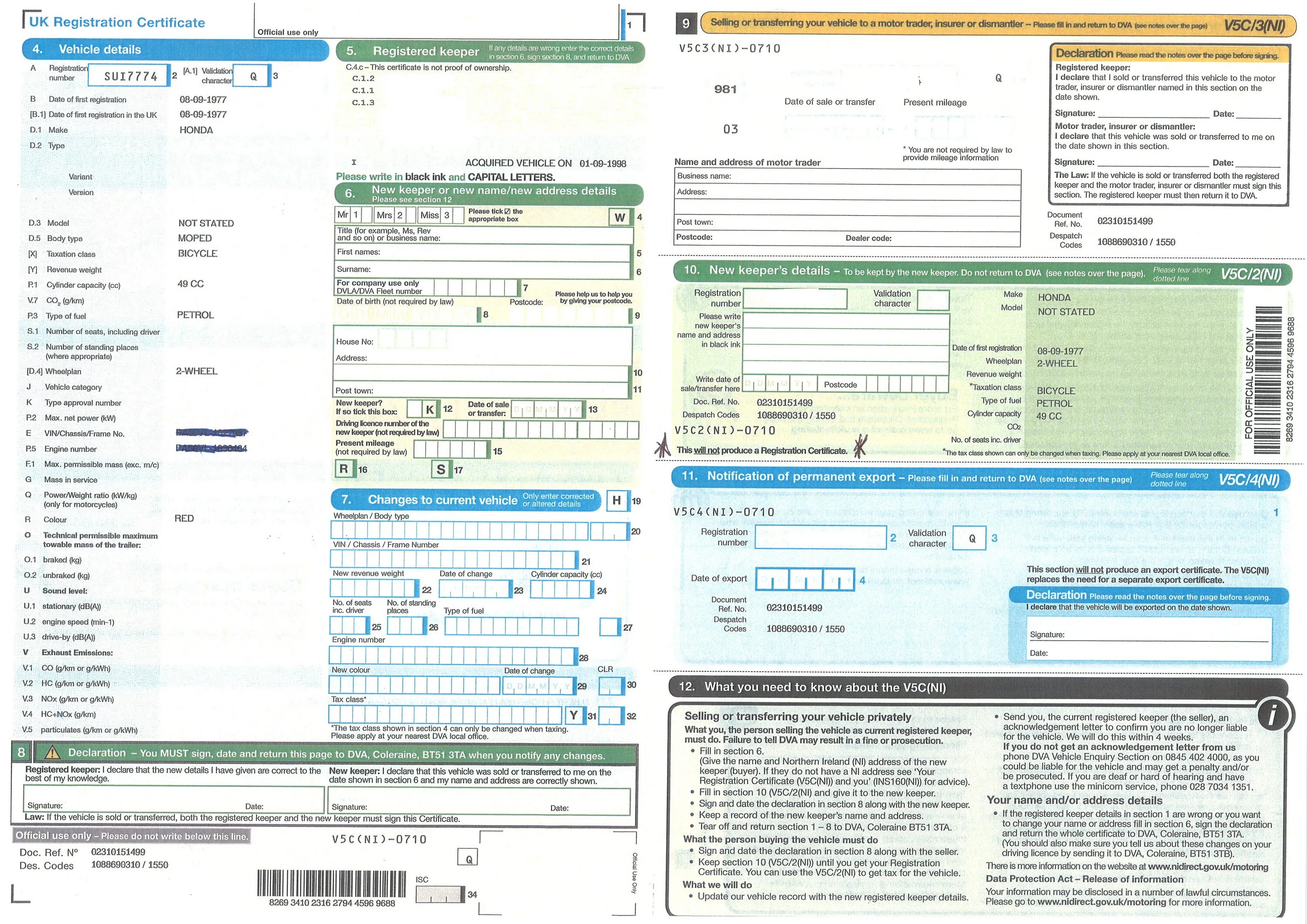 Vehicle Registration Certificate. Документ v5c. V5c. V5c DVLA.