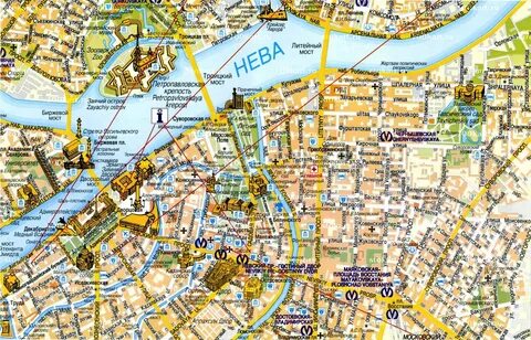 Карта петербурга с улицами и достопримечательностями