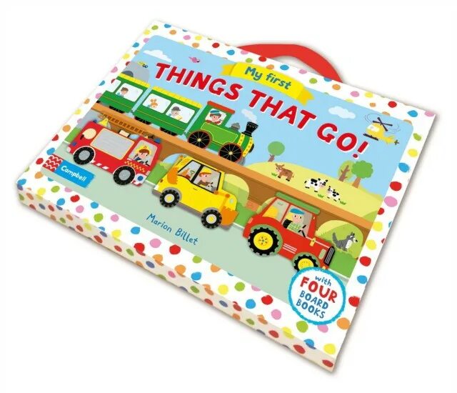 First things first book. My first things that go. tractor shaped board book.