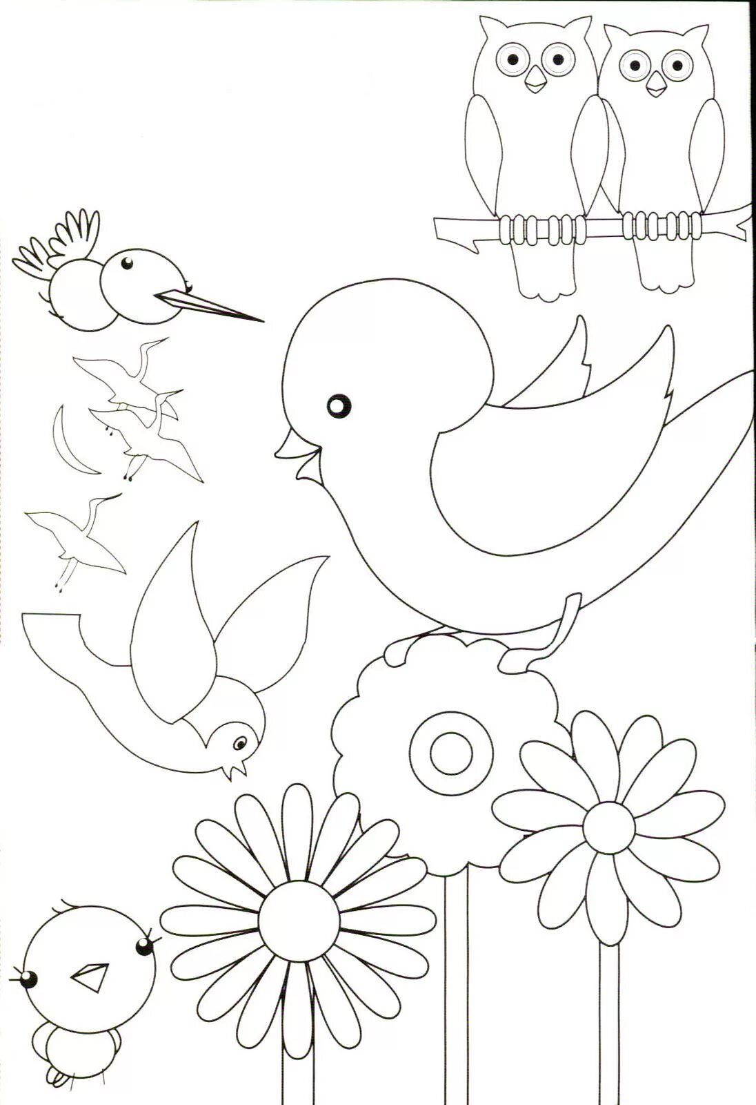 Поделки из бумаги шаблоны. Трафарет весенних птиц для вырезания. Макет птиц для аппликации. Трафареты для поделок. Рисунки для аппликации на ткани.