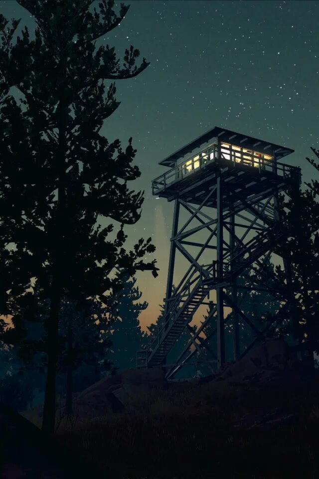Firewatch арт 4к. Firewatch dark горы. Пожарная вышка игра. Пожарная вышка игра. Half life 2 смотровая вышка.