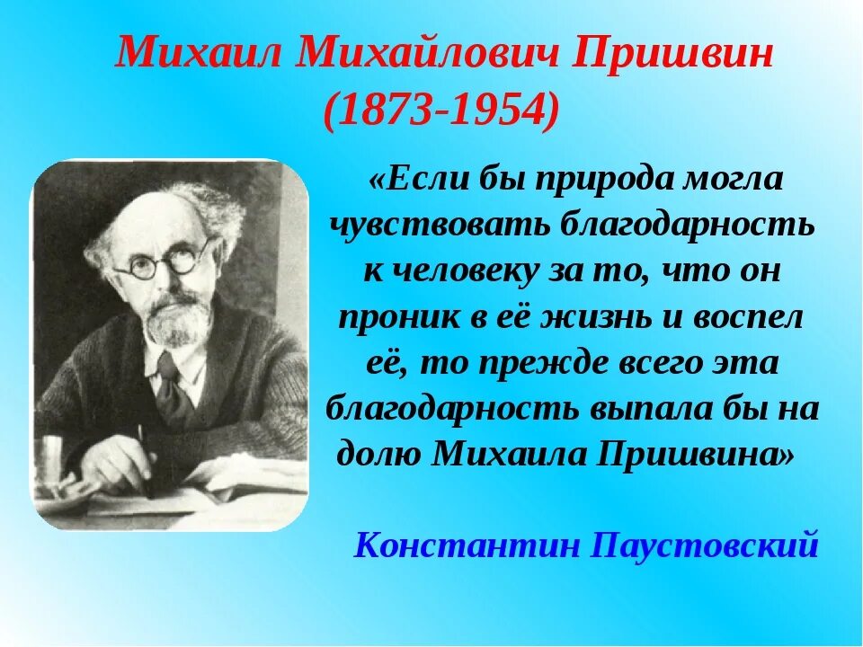 Описание м пришвина. Михаила Михайловича Пришвина (1873–1954).