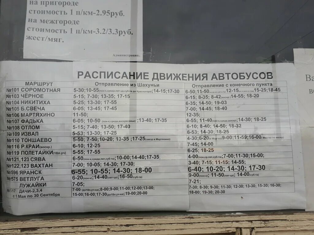 Расписание тонкино урень