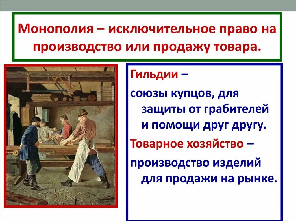 Исключительное право на производство или продажу. Монополия это исключительное право на производство. Цеховая Монополия. Цехи Союзы ремесленников.