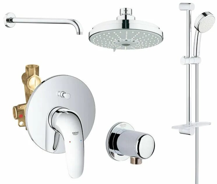 Встроенный душа grohe. Душевой смеситель Грое. Смеситель для душа Грое комплект. Встраиваемый смеситель для душа Грое.