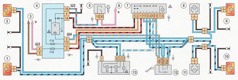 Схема включения указателей поворота ВАЗ-2110. Схема аварийного сигнализации 2110. Электросхема аварийной сигнализации ВАЗ 2110. Схема аварийной сигнализации ВАЗ 2115. Подключение поворотников ваз
