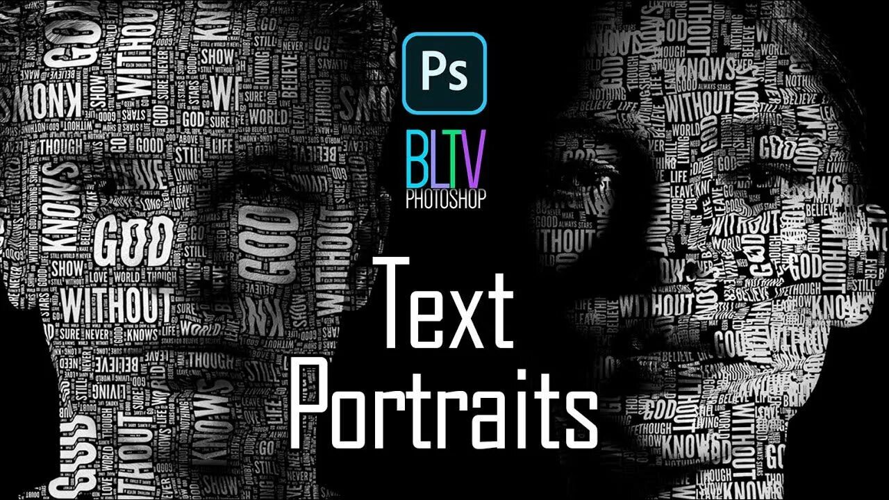 Text portrait. How to create a text portrait effect in photoshop. text portrait beginner.