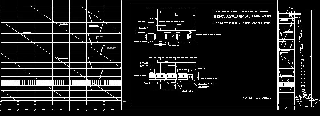 Строительные леса dwg. Scaffolding for AUTOCAD. Hanging Scaffolding dwg. Suspended Scaffold dwg. Detail correct