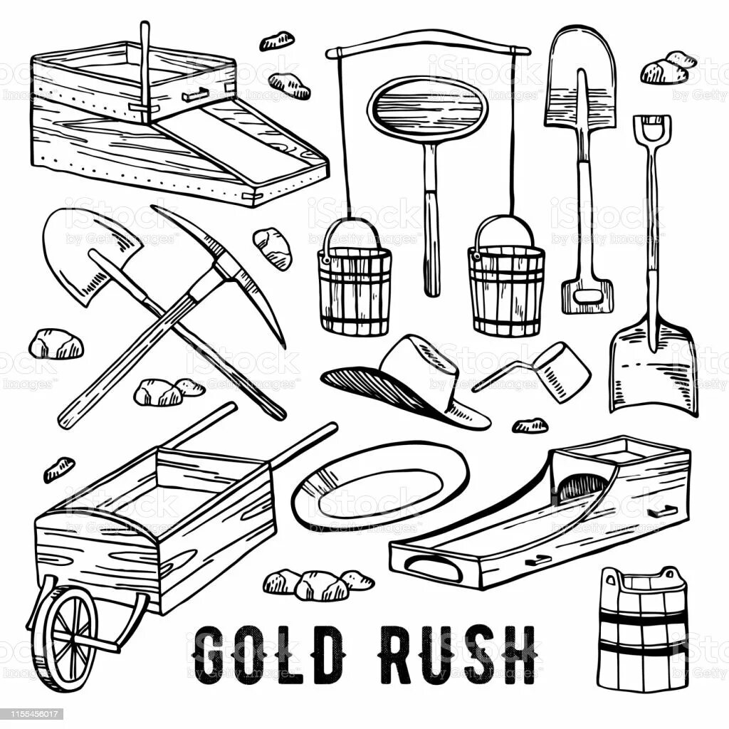 Инструменты добычи. Золотодобыча инструменты. Старинные инструменты для добычи золота. Добыча золота вектор. Инструменты золотодобычи рисунок.