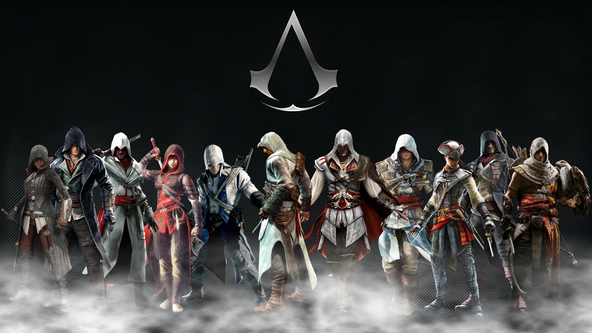 Assassin s лучшие части. Обои на рабочий стол Assassins Creed. Ассасин Крид кроссовер. Ассасины будущего. Все ассасины.