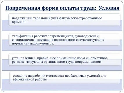 Что является условием применения повременной оплаты труда