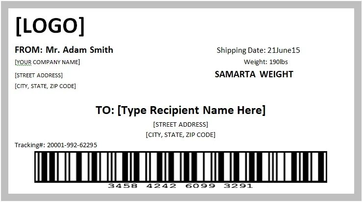 Shipping Label. Shipper Label. Shipping Template. Teu's Label. Recipient city