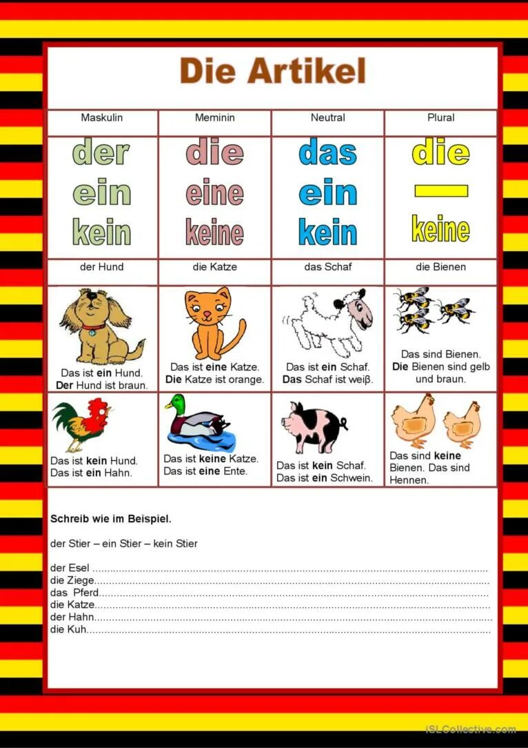 Der die das в немецком языке для детей. Deutsch Tiere упражнения. Немецкий für. Deutsche Artikel для детей.