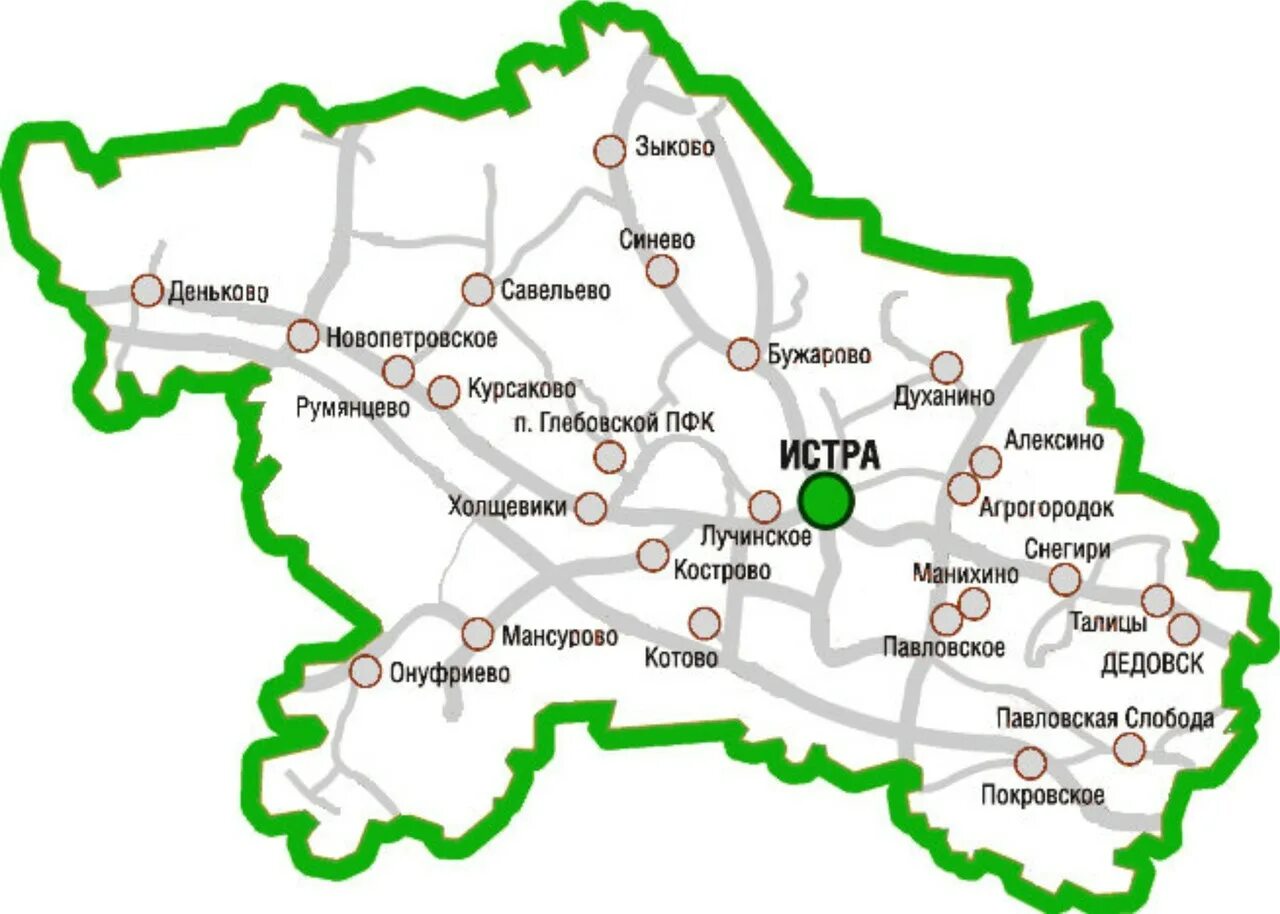 Округ Истра на карте Московской области