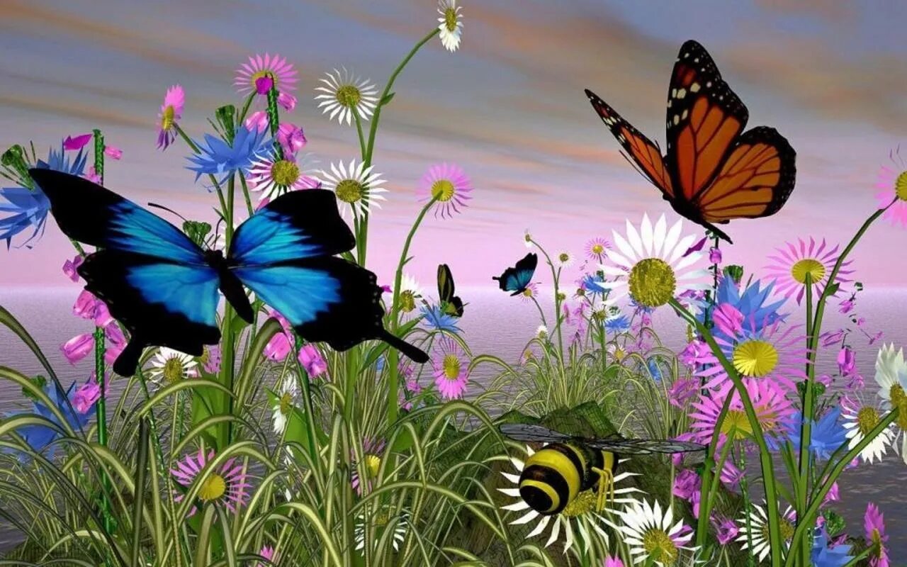 Пестрое лето. Бабочки на лугу. Луг с цветами и бабочками. Лето бабочки. Бабочки летают над лугом.