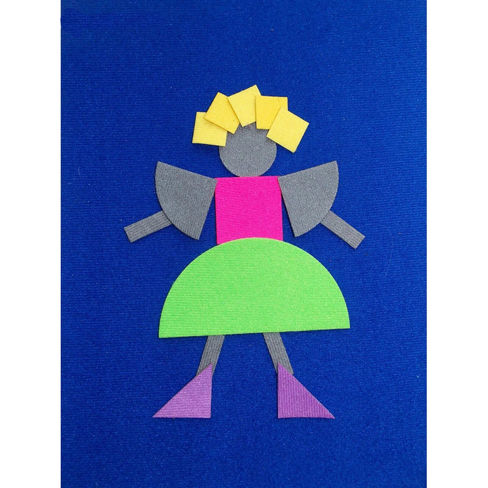 Аппликация. Аппликация веселые человечки. Аппликация из геометрических фигур для детей. Плоскостные куклы из фетра. Геометрическая аппликация.