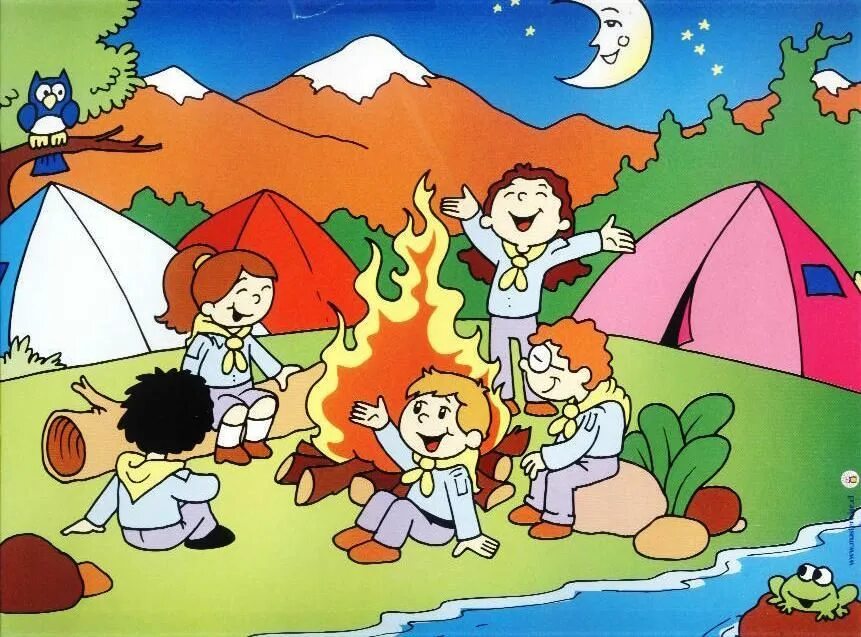 Camping for kids. Дети в походе. Рисунок на тему туризм. Детский туризм. Поход рисунок.