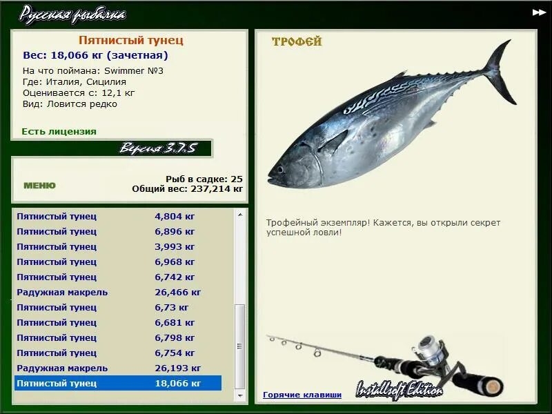 какой вес тунца