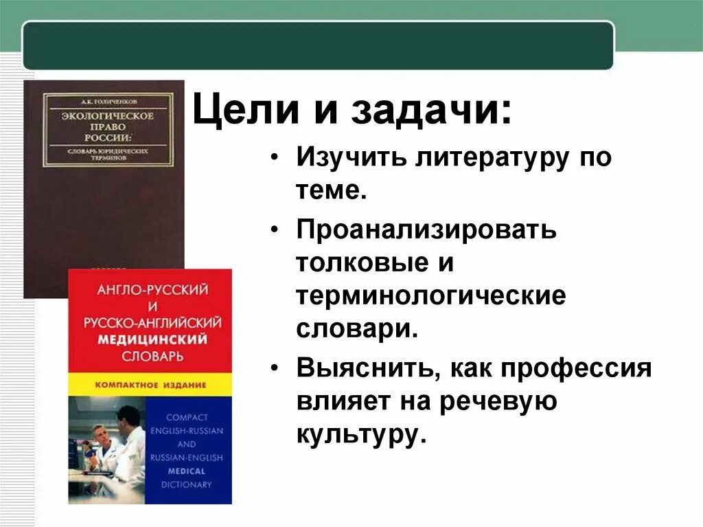 Использование терминологической лексики. Цели и задачи словаря. Задача изучить литературу по теме. Профессиональная лексика. Профессионализмы. Терминологическая лексика..