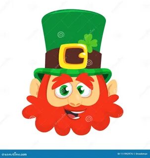 Лепрекон в зеленой стороне шляпы Голова с красной бородой Портрет для торже...
