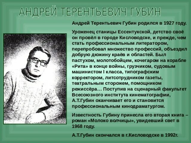 Писатели ставропольского края. Губин Ставропольский писатель.