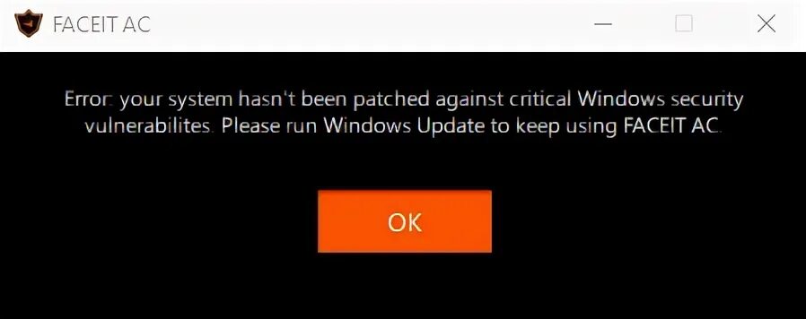 Ошибка FACEIT Anti Cheat. Ошикаб айнти чит фейсита. Ошибка фейсит античит Error your System hasn t been Patched. Ошибка фейсит с виндовс. Something went wrong faceit