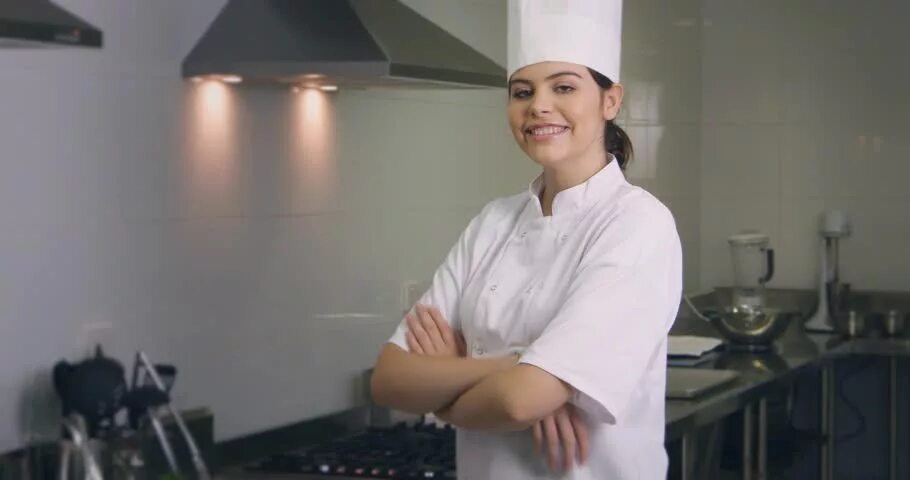 Weibliche Chefs in Tragenden Weißen Uniformen Der Handelsküche Stockbild - Bild 