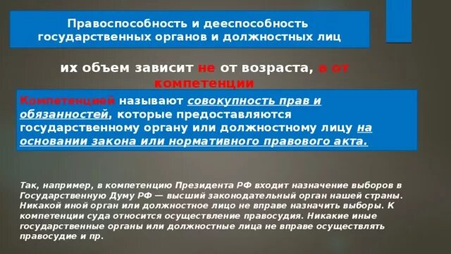 Компетенция государственного органа или должностного лица